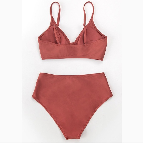 NEW Cupshe Marsala Twist High-waist Bikini Set Size Medium - Picture 4 of 5
